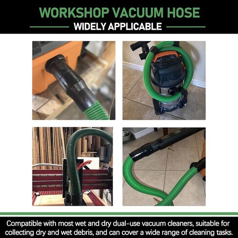 13ft 1-7/8" Wet/Dry Shop Vac Hose with 2-1/2" Adapters for WORKSHOP Vacs | WS25021A Shop Vac Hose, 6 Accessories, Green, Fits 2-1/2" Inlet Most Shop Vac Brands, Locking, Abrasion & Crush Resistant in Saudi Arabia