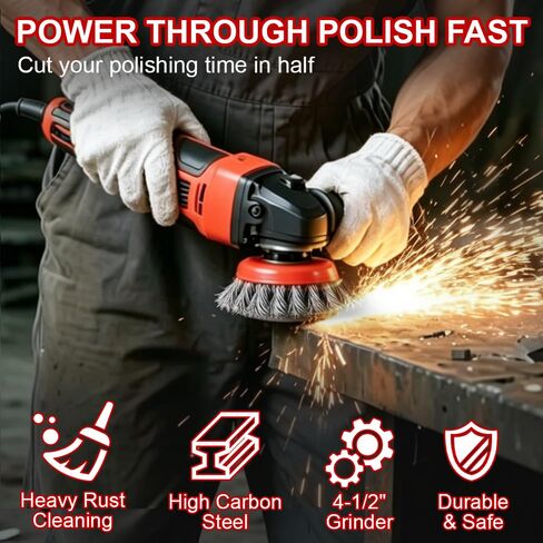 13-Pack Wire Wheel for Angle Grinder, Heavy Knotted & Crimped Brush | Heavy Duty Cup Brushes & Wire Wheels Set, Fits 4-1/2 Inch 5/8-11 Arbor Angle Grinder Attachments for Rust & Paint Removal in Saudi Arabia