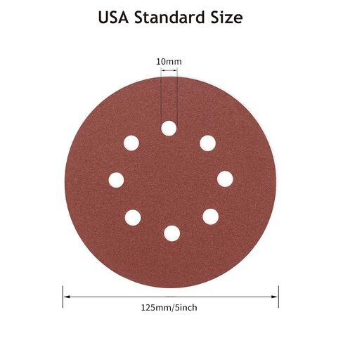 50 PCS 180 Grit 5 Inch 8 Hole Sanding Discs, Hook and Loop Round Sandpaper Pads for Random Orbital Sander in Saudi Arabia