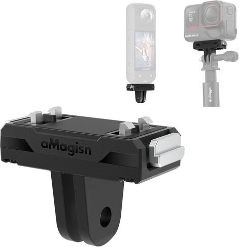 Magnetic Quick Release Mount for Insta 360 X5/X4 Air/Ace Pro 2/Ace Pro/Ace, Anti-Vibration Silicone Pad for Cycling Skiing Vlog, Stainless Steel Bracket with 2 Prong & 1/4" in Kuwait
