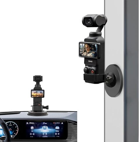 Osmo Pocket 3 Car Mount, Strong Magnetic Mount [Adhesive Metal Disk Included] Magnet Camera Mounts Used on Car, Railings, Refrigerators for DJI Osmo Pocket 3 2 Action 5 4 3 and GoPro in Kuwait