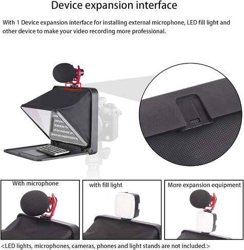 Mingzhe TC7 Foldable Portable Teleprompter, Compatible with Smartphone Tablet and Camera, with Remote Control and 8 Adapter Rings, for Video Recording, Live Streaming, O in Saudi Arabia