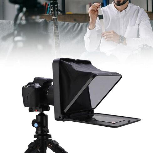 Mingzhe TC7 Foldable Portable Teleprompter, Compatible with Smartphone Tablet and Camera, with Remote Control and 8 Adapter Rings, for Video Recording, Live Streaming, O in Saudi Arabia