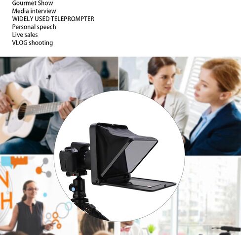 Mingzhe TC7 Foldable Portable Teleprompter, Compatible with Smartphone Tablet and Camera, with Remote Control and 8 Adapter Rings, for Video Recording, Live Streaming, O in Saudi Arabia