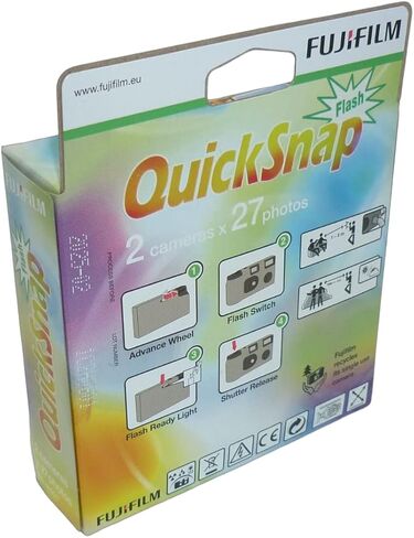 Fujifilm Quicksnap 400 Disposable Camera with Built-in Flash 54 exposures, Contains 2 x Cameras of 27 exposures Each in Saudi Arabia