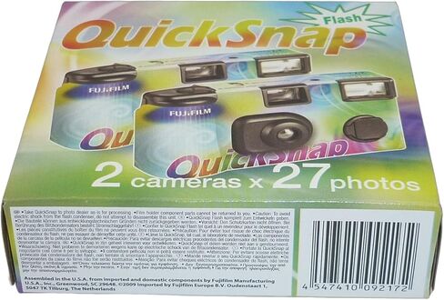 Fujifilm Quicksnap 400 Disposable Camera with Built-in Flash 54 exposures, Contains 2 x Cameras of 27 exposures Each in Saudi Arabia