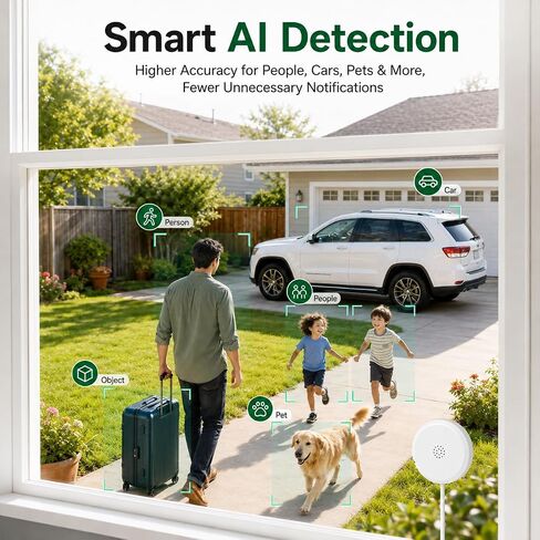 4MP 2K Window Security Camera, 5G & 2.4GHz WiFi Indoor Camera Wireless, Blacklight Color Night Vision Monitor Outside Window Cam Mount Glass, 24/7 Recording AI Motion Detection, Quick Magnetic Install in Kuwait