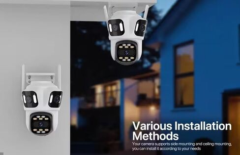 ICSEE 4K 8MP 3 Lens WiFi PTZ Security Camera, Alexa Supported/Night Vision/Motion Detection/360 Degree View/2-Way Audio/SD Card Support Network Surveillance Camera (Outdoor Triple Lens) in Saudi Arabia
