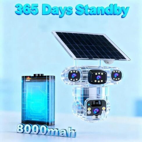 6K 9MP Outdoor Wi-Fi Security Solar Camera | 10x Zoom, 3 Lenses, 360° PTZ | IP66 Waterproof, Color Night Vision, Two-Way Audio, Motion Tracking for Home Yard Outdoor Surveillance in Saudi Arabia