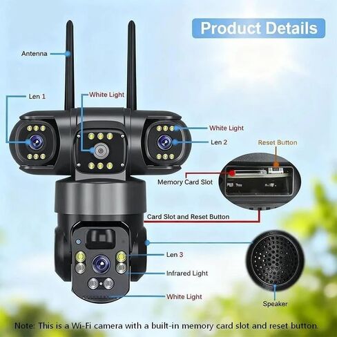 6K 9MP Outdoor Wi-Fi Security Solar Camera | 10x Zoom, 3 Lenses, 360° PTZ | IP66 Waterproof, Color Night Vision, Two-Way Audio, Motion Tracking for Home Yard Outdoor Surveillance in Saudi Arabia