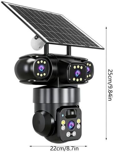 6K 9MP Outdoor Wi-Fi Security Solar Camera | 10x Zoom, 3 Lenses, 360° PTZ | IP66 Waterproof, Color Night Vision, Two-Way Audio, Motion Tracking for Home Yard Outdoor Surveillance in Saudi Arabia