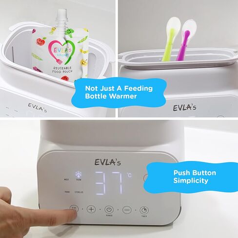 Bottle Warmer - Double Baby Bottle Warmer, Sanitizer, and Milk Defroster - Formula or Breastmilk Heater with Automatic Timer by EVLA’s (White) in Saudi Arabia