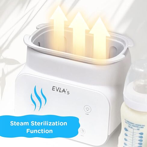Bottle Warmer - Double Baby Bottle Warmer, Sanitizer, and Milk Defroster - Formula or Breastmilk Heater with Automatic Timer by EVLA’s (White) in Saudi Arabia