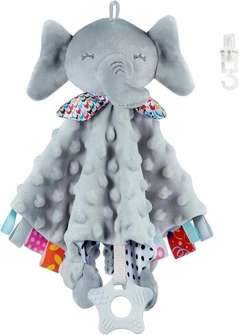 Elephant Security Blanket with Tags Teether Animal Taggie Soft Baby Blankets for Boys and Girls Baby Stuff for Newborn Toys Snuggle Baby Lovey Dotted Blanket Animal Soothing Crib Toy in Kuwait