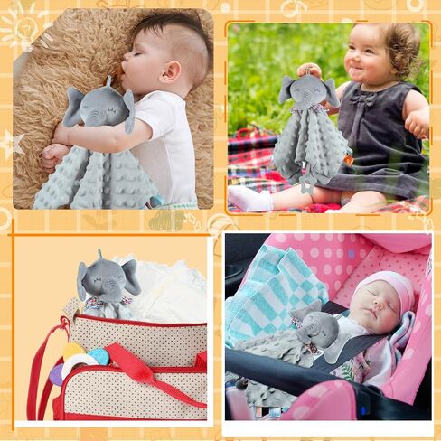 Elephant Security Blanket with Tags Teether Animal Taggie Soft Baby Blankets for Boys and Girls Baby Stuff for Newborn Toys Snuggle Baby Lovey Dotted Blanket Animal Soothing Crib Toy in Kuwait