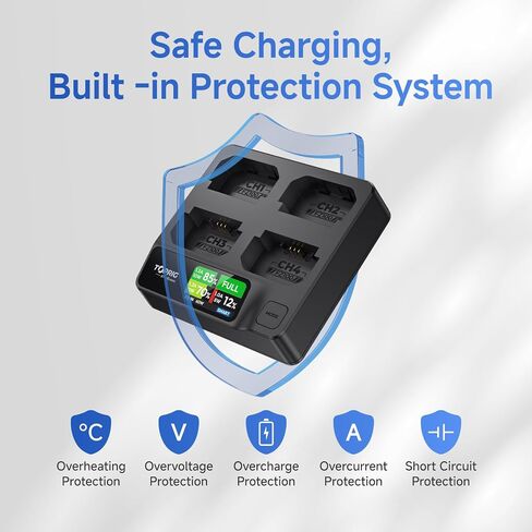 Toprig Accsoon 4-Bay PD Fast Charger LCD Display, Compatible with A7III, A7IV, A6700, FX3, FX30, A1, A7C, A7CII, A7RV, A7S III, A6600, A6700, ZV-E1,ZV-E10II-FZ100 Battery Charger in Kuwait