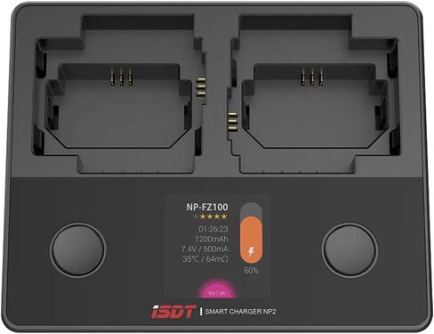 ISDT NP2 3-in-1 Camera Battery Charger for Sony, Dual Slot USB-C Smart Charger for NP-FZ100 NP-FW50 NP-BX1 Batteries, LCD Display for Sony a7, a6000, ZV-1, RX100 in Saudi Arabia