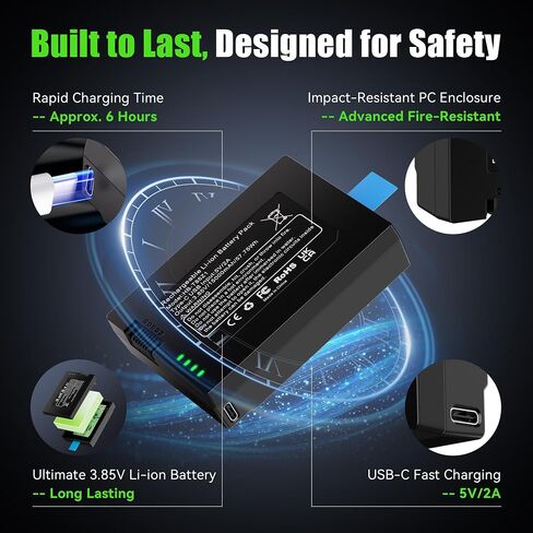 Lesaps 1-Pack Replacement Battery for eufy FamiLock S3, FamiLock S3 MAX | 15000mAh 3.85V Rechargeable eufy Doorbell Camera Battery with USB‑C Direct Charging, LED Indicator, Long‑Lasting Power in Kuwait