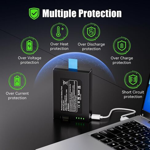 Lesaps 1-Pack Replacement Battery for eufy FamiLock S3, FamiLock S3 MAX | 15000mAh 3.85V Rechargeable eufy Doorbell Camera Battery with USB‑C Direct Charging, LED Indicator, Long‑Lasting Power in Kuwait