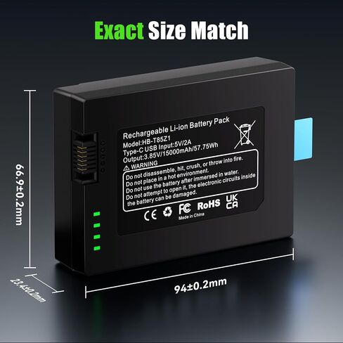 Lesaps 1-Pack Replacement Battery for eufy FamiLock S3, FamiLock S3 MAX | 15000mAh 3.85V Rechargeable eufy Doorbell Camera Battery with USB‑C Direct Charging, LED Indicator, Long‑Lasting Power in Kuwait