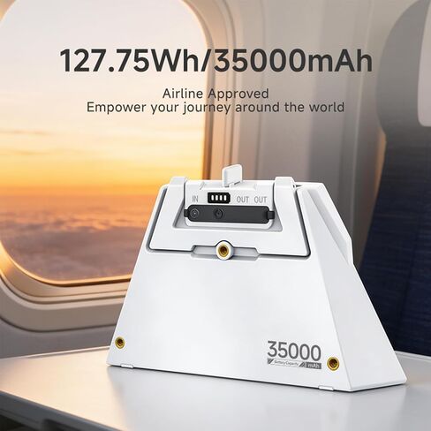 Elfcam - بطارية قابلة للتركيب لجهاز Starlink Mini، بنك طاقة محمول بقدرة 127.75 وات في الساعة (35000 مللي أمبير في الساعة)، وقت تشغيل يصل إلى 6 ساعات، مقاومة للماء IP65، مخرج تيار مستمر ومنفذ USB-C PD مزدوج بقدرة 65 وات، حامل مدمج وحامل ثلاثي القوائم مقاس  in Kuwait