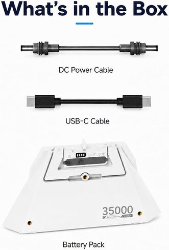 Elfcam - بطارية قابلة للتركيب لجهاز Starlink Mini، بنك طاقة محمول بقدرة 127.75 وات في الساعة (35000 مللي أمبير في الساعة)، وقت تشغيل يصل إلى 6 ساعات، مقاومة للماء IP65، مخرج تيار مستمر ومنفذ USB-C PD مزدوج بقدرة 65 وات، حامل مدمج وحامل ثلاثي القوائم مقاس  in Kuwait