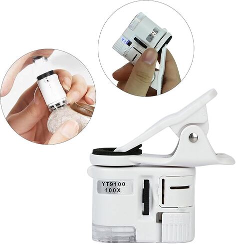 Phone Microscope with LED Light Clip-on Portable Magnifier Lens for Education, Currency & Jewelry in Kuwait
