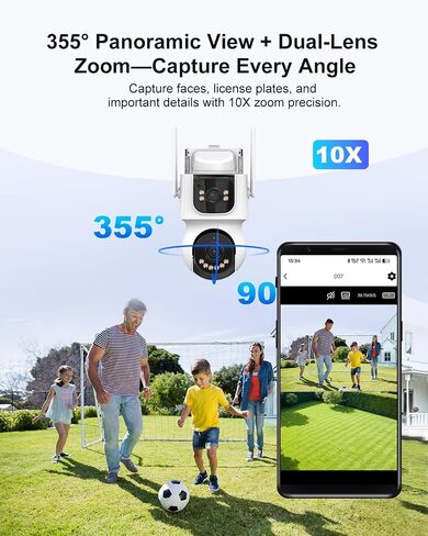 AOV 8MP Dual-Lens Solar Wireless Outdoor Security Camera 2.4GHZ | 24/7 Recording, Human Detection & Auto Tracking, 9W Solar Panel, 10000mAh Battery, 2-Way Audio, Night Vision in Kuwait