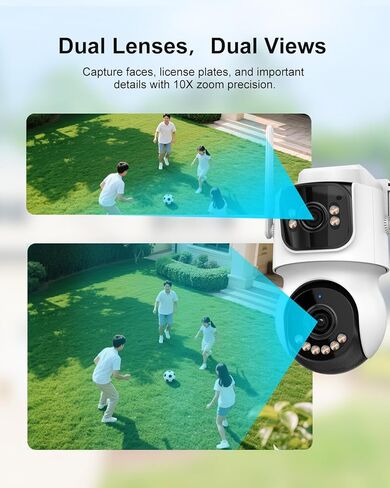 AOV 8MP Dual-Lens Solar Wireless Outdoor Security Camera 2.4GHZ | 24/7 Recording, Human Detection & Auto Tracking, 9W Solar Panel, 10000mAh Battery, 2-Way Audio, Night Vision in Kuwait