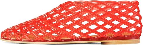 Jelly Mesh Ballet Flats for Women Fishnet PVC Clear Hollow Jellies Sandals Comfortable Beach Ballerina Flats Shoes in Kuwait
