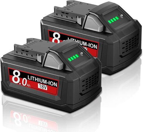 2Pack 8.0Ah Replacement for Milwaukee M18 Battery 18 Volt Battery 18V Compatible with 48-11-1810 48-11-1820 48-11-1840 48-11-1850 48-11-1828 48-11-1860 Cordless Power Tools in Saudi Arabia