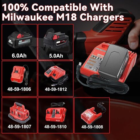 2Pack 8.0Ah Replacement for Milwaukee M18 Battery 18 Volt Battery 18V Compatible with 48-11-1810 48-11-1820 48-11-1840 48-11-1850 48-11-1828 48-11-1860 Cordless Power Tools in Saudi Arabia
