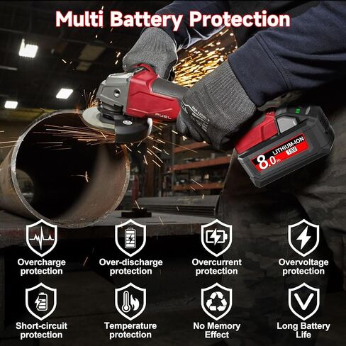 2Pack 8.0Ah Replacement for Milwaukee M18 Battery 18 Volt Battery 18V Compatible with 48-11-1810 48-11-1820 48-11-1840 48-11-1850 48-11-1828 48-11-1860 Cordless Power Tools in Saudi Arabia
