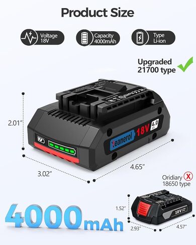 بطارية 4.0 أمبير بديلة لبوش 18 فولت، بطارية ليثيوم أيون متوافقة مع بوش 18 فولت BAT609 BAT618 BAT619G BAT610G BAT612 GBA18V40 GBA18V60 GBA18V80 أدوات كهربائية لاسلكية in Kuwait