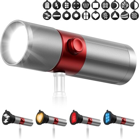 RGB Photography Flashlight,4 Colors/20 GOBO Filters/CRI95+/7500mAh,10W 6300K Portable LED Video Spotlight Patterned Ambient Aluminum Sunset Light for Content Creation Video Recording Accessorie in Saudi Arabia