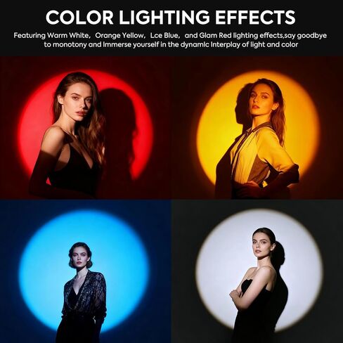 RGB Photography Flashlight,4 Colors/20 GOBO Filters/CRI95+/7500mAh,10W 6300K Portable LED Video Spotlight Patterned Ambient Aluminum Sunset Light for Content Creation Video Recording Accessorie in Saudi Arabia