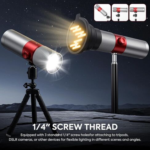 RGB Photography Flashlight,4 Colors/20 GOBO Filters/CRI95+/7500mAh,10W 6300K Portable LED Video Spotlight Patterned Ambient Aluminum Sunset Light for Content Creation Video Recording Accessorie in Saudi Arabia