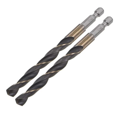 uxcell 2 Pcs High Speed Steel Hex Shank Twist Drill Bit, 9mm Drilling Dia with 1/4 Inch Hex Shank 125mm Length in Saudi Arabia