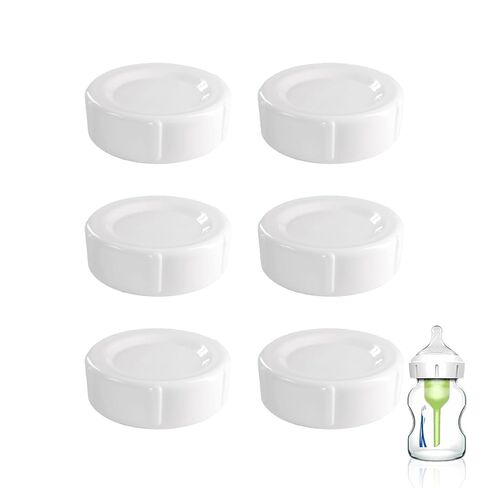 6pcs Wide Bottle Caps Compatible for Wide-Neck Natural Flow Dr Brown Bottles,BPA Free Travel and Storage Baby Bottle Lids Replacement Parts with Sealing Gasket for Baby Bottles Accessory (White) in Saudi Arabia