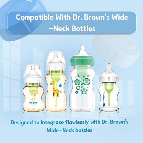 6pcs Wide Bottle Caps Compatible for Wide-Neck Natural Flow Dr Brown Bottles,BPA Free Travel and Storage Baby Bottle Lids Replacement Parts with Sealing Gasket for Baby Bottles Accessory (White) in Saudi Arabia