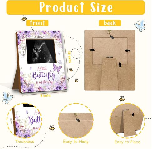 ALodr Butterfly Baby Shower Decorations, Butterfly Baby Shower Sign Picture Frame, Girl Decor for Gender Reveal, Pregnancy Milestone Keepsake, Pregnancy Announcement Sonogram Photo Frames in Saudi Arabia