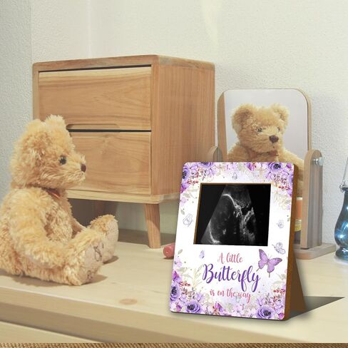 ALodr Butterfly Baby Shower Decorations, Butterfly Baby Shower Sign Picture Frame, Girl Decor for Gender Reveal, Pregnancy Milestone Keepsake, Pregnancy Announcement Sonogram Photo Frames in Saudi Arabia