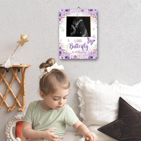 ALodr Butterfly Baby Shower Decorations, Butterfly Baby Shower Sign Picture Frame, Girl Decor for Gender Reveal, Pregnancy Milestone Keepsake, Pregnancy Announcement Sonogram Photo Frames in Saudi Arabia