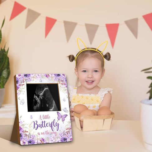ALodr Butterfly Baby Shower Decorations, Butterfly Baby Shower Sign Picture Frame, Girl Decor for Gender Reveal, Pregnancy Milestone Keepsake, Pregnancy Announcement Sonogram Photo Frames in Saudi Arabia