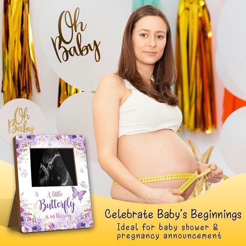 ALodr Butterfly Baby Shower Decorations, Butterfly Baby Shower Sign Picture Frame, Girl Decor for Gender Reveal, Pregnancy Milestone Keepsake, Pregnancy Announcement Sonogram Photo Frames in Saudi Arabia