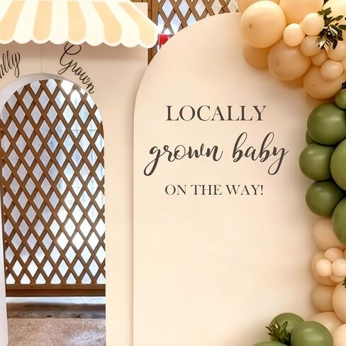 Locally Grown Baby On The Way Baby Shower Wall Decal | Baby Shower Gender Reveal Party Decorations Supplies Decal, Sprout Fruit Theme, Locally Grown Sign Balloon Arch Decor Sticker in Kuwait