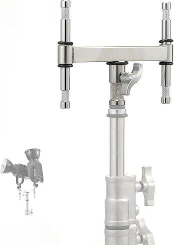 PHOCUS Double Baby Header with 4pcs 5/8" Baby Pin, 8.9" Wide Bar | 1pc 28mm Junior Stud with Baby Receiver, Attach with C stand for Film, Photo & Studio Setup in Saudi Arabia