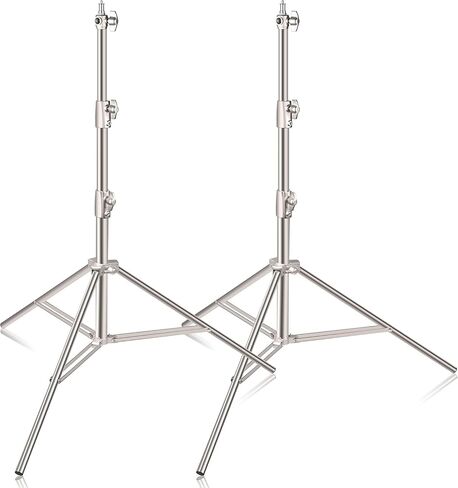 EMART 9.2ft/2.8m Stainless Steel Light Stand, Spring Cushioned-2 Pack | Heavy Duty Photography Tripod with 1/4" to 3/8" Universal Adapter for Parabolic Softbox, Strobe, Monolight, Reflector in Saudi Arabia