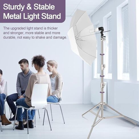 EMART 9.2ft/2.8m Stainless Steel Light Stand, Spring Cushioned-2 Pack | Heavy Duty Photography Tripod with 1/4" to 3/8" Universal Adapter for Parabolic Softbox, Strobe, Monolight, Reflector in Saudi Arabia