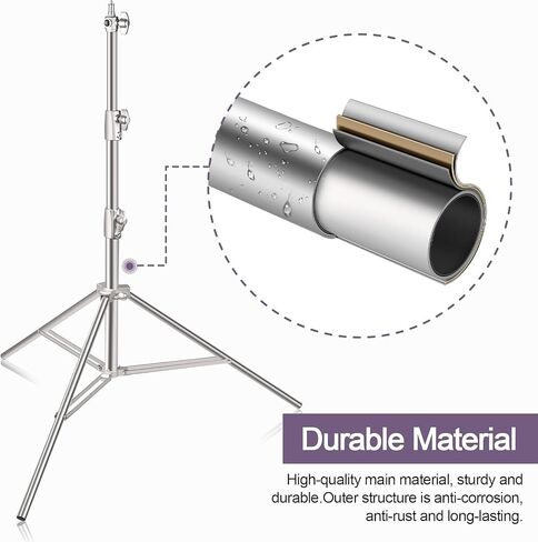 EMART 9.2ft/2.8m Stainless Steel Light Stand, Spring Cushioned-2 Pack | Heavy Duty Photography Tripod with 1/4" to 3/8" Universal Adapter for Parabolic Softbox, Strobe, Monolight, Reflector in Saudi Arabia